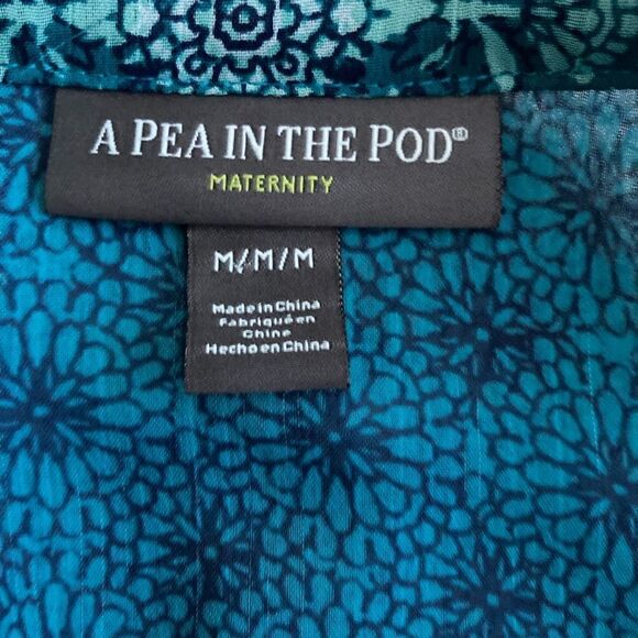 A Pea In The Pod teal floral maternity top Medium - Picture 3 of 7